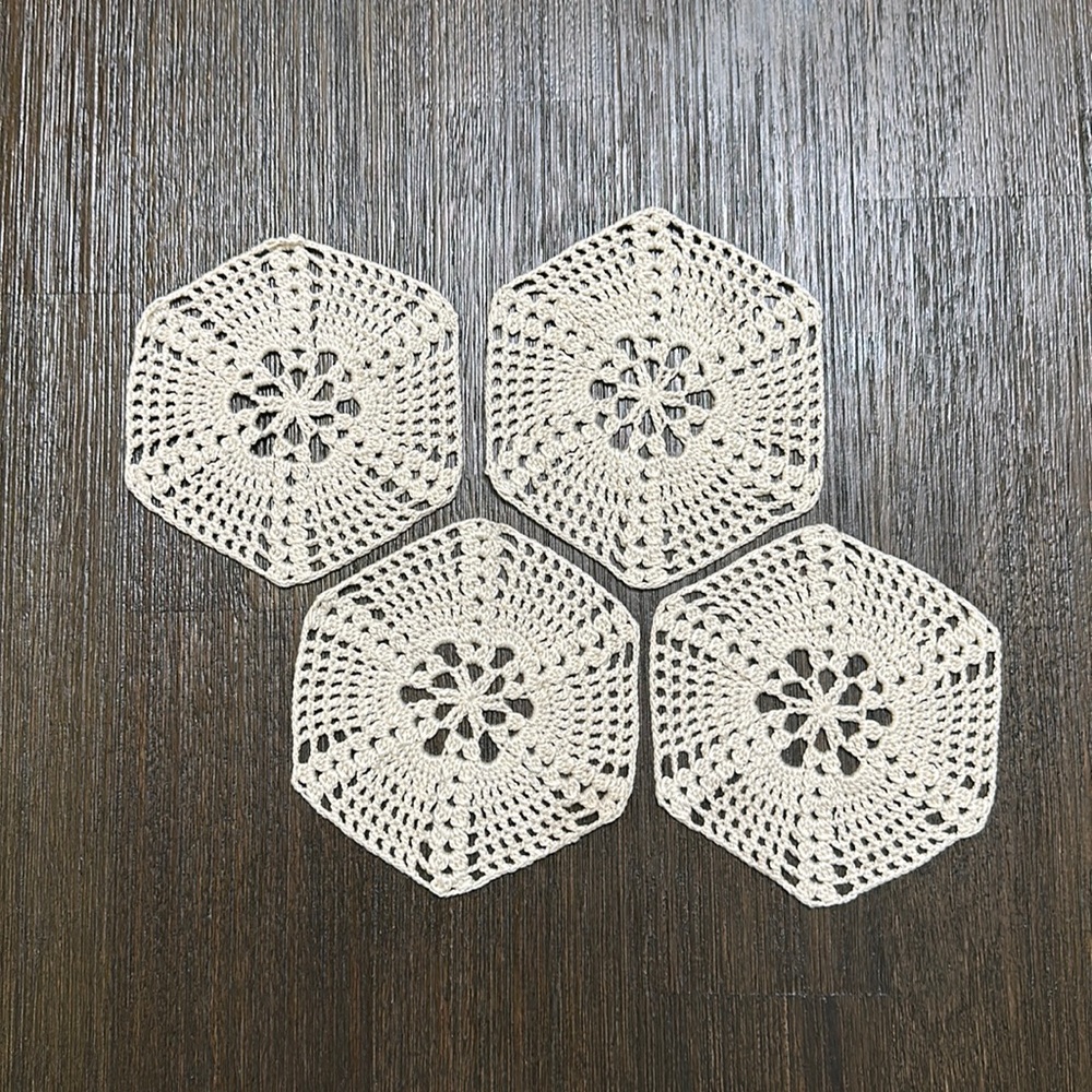 A set of 4 gorgeous crochet coasters